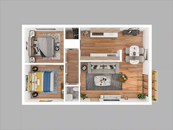 3D Colored Floor Plan After 3D Colored Floor Plan After