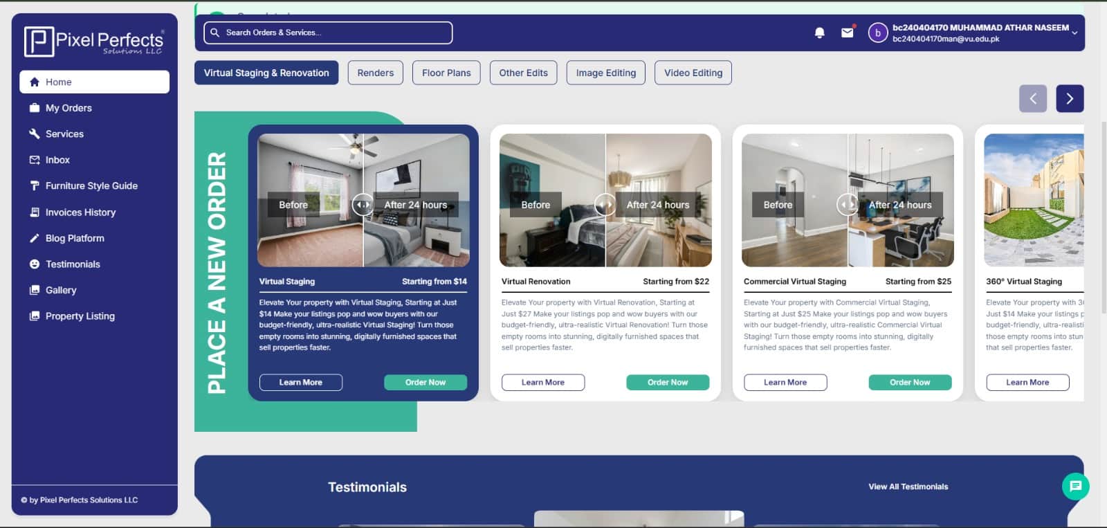 Select Your Service Select Your Service process at Pixel Perfects Solutions LLC